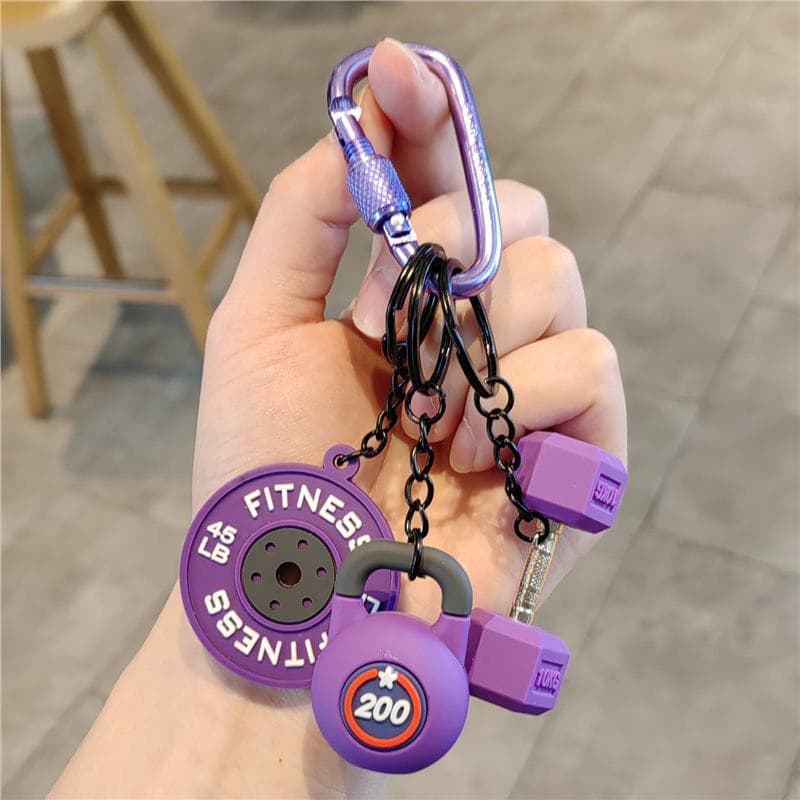 Fitness Dumbbell Kettlebell Keychain High Appearance Sports Equipment Dumbbell Plate Lock Clip Unisex Pendant Bag Charm Gift