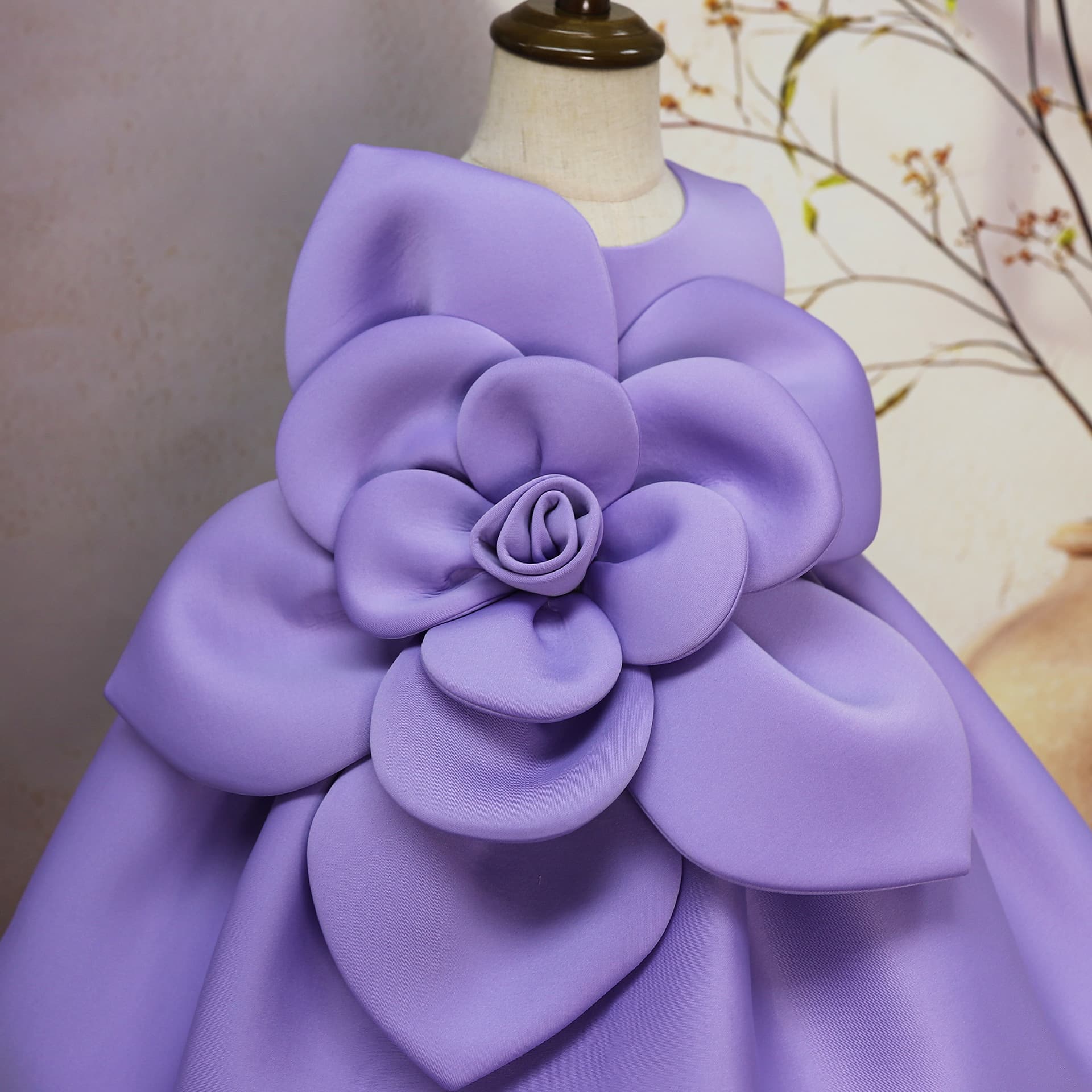 Ins-Style Princess Dress for Girls, Air Cotton with 3D Floral Appliqués, Birthday Dress, Flower Girl Gown, Summer, In Stock