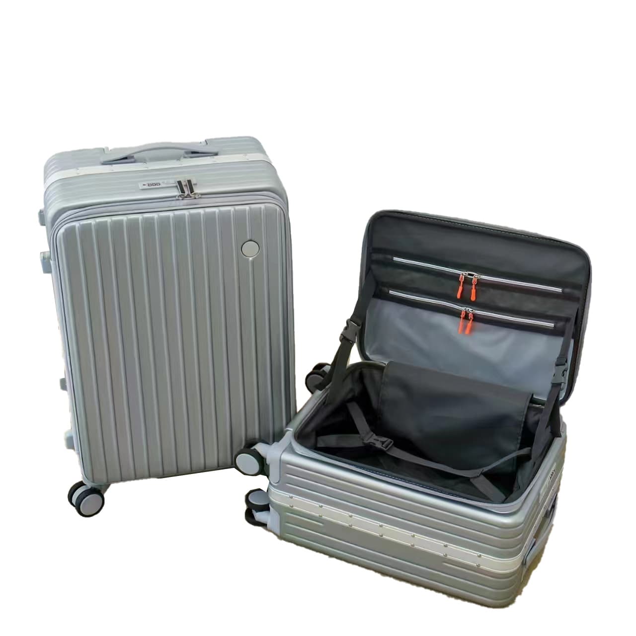 Factory Direct Zipper 1:9 Split Luggage Trolley Case 20/24 Inch Front Opening Travel Suitcase