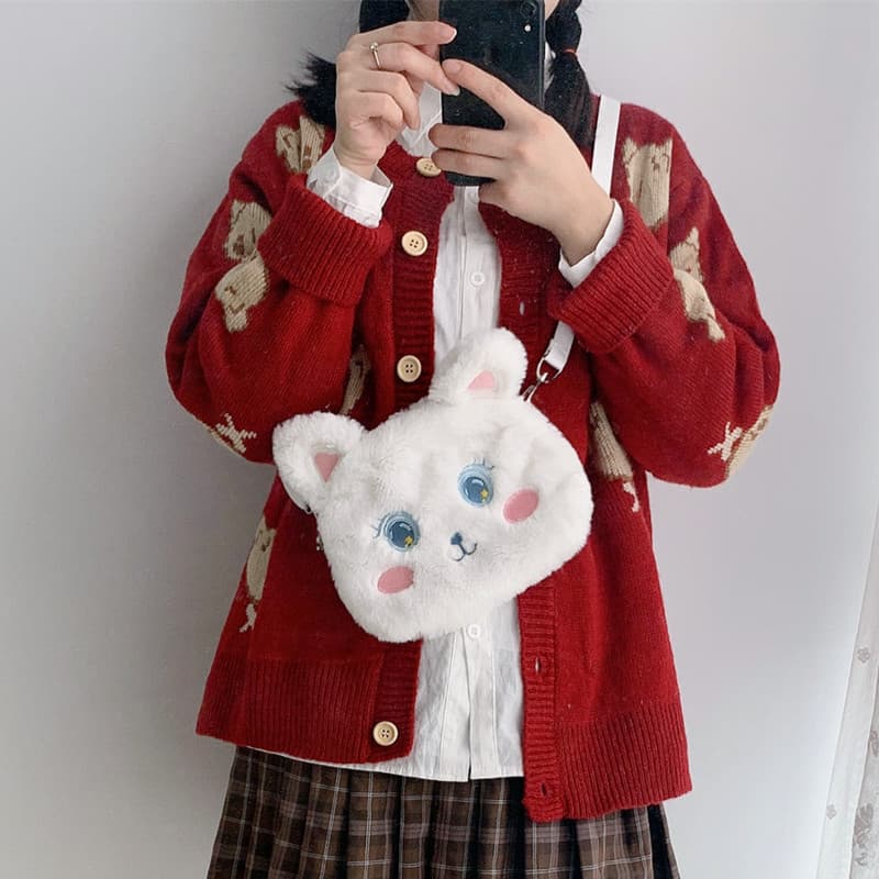 Plush Bag 2020 New Trendy Winter Cute Cat Fuzzy Bag Shoulder Crossbody Bag Women Fluffy Mini Bag