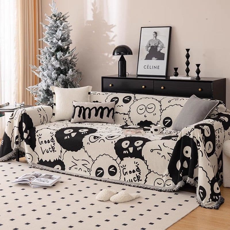 Viral Ins Style Sofa Throw, Chenille Anti-Cat Scratch Full Coverage Sofa Blanket, All-Season Dust-Proof One-Piece