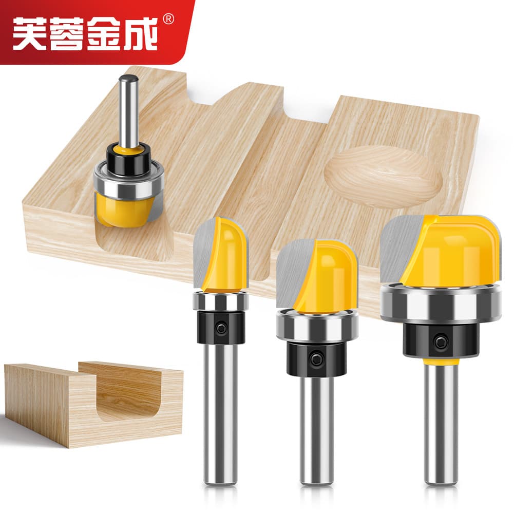 3-Piece Profiled Deep Round Bottom Router Bit Set for Woodworking, Round Bottom Line Bit, Keyhole Bit, Wood Milling Cutter