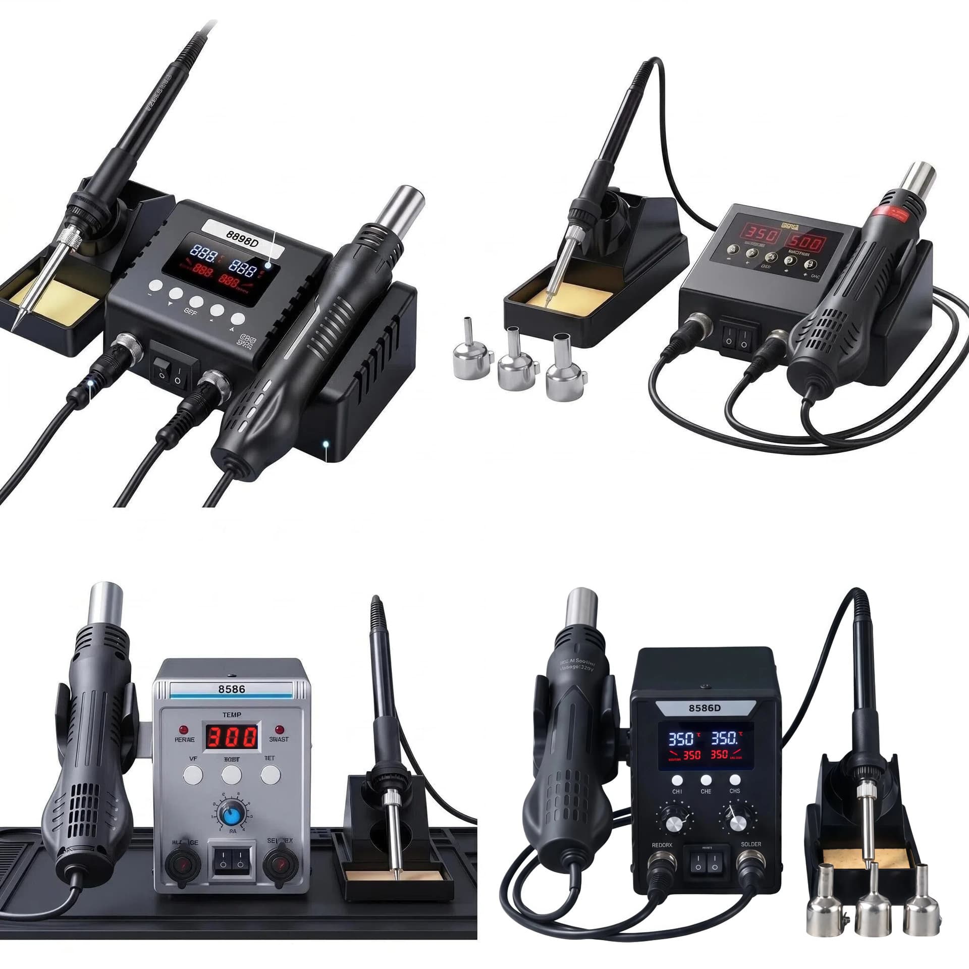 Cross-border carefully selected digital display soldering station hot air gun soldering station two-in-one 8586d repair special hot air gun desoldering station model