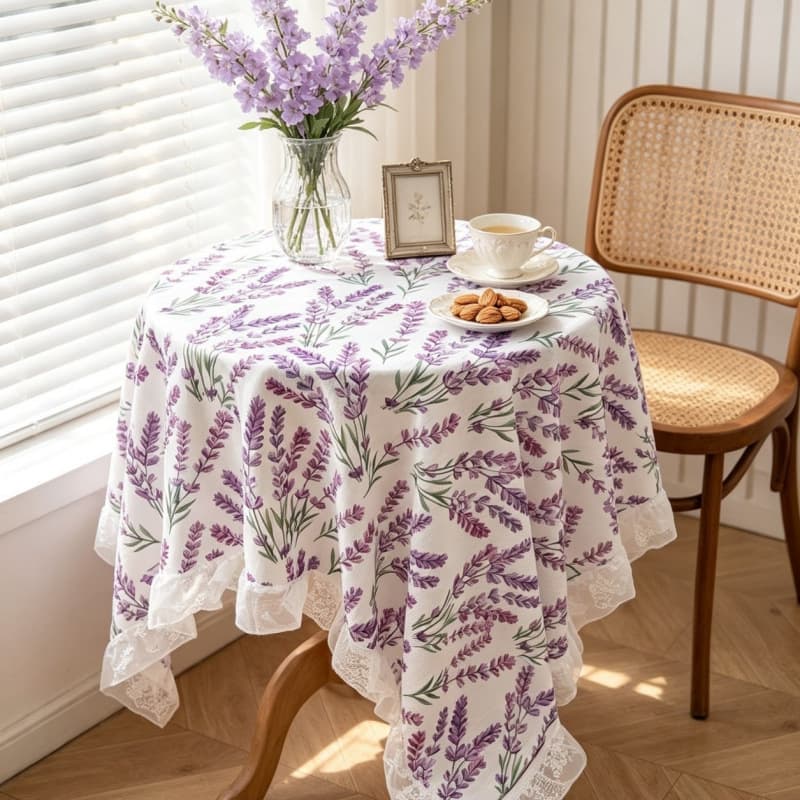 Cross-border new French style ins retro lavender tablecloth home dining table coffee table round table decorative tablecloth in stock