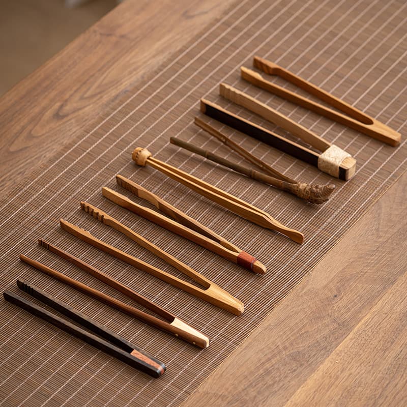 Ebony Solid Wood Tea Tongs, Household Tea Ceremony Accessories, Anti-Slip Bamboo Tongs, Multi-functional Cup Cleaning Tongs, Tea Picking Tongs