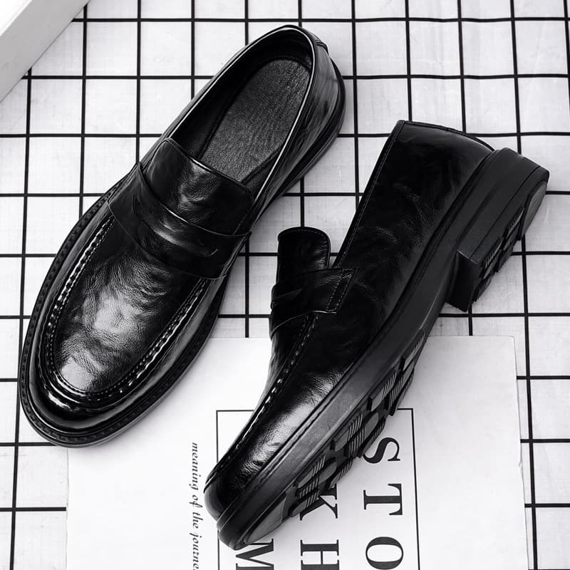 Men's Casual Leather Shoes Soft Sole Soft Upper Business Formal Leather Shoes Trendy Versatile Dad Shoes Men SJ8002
