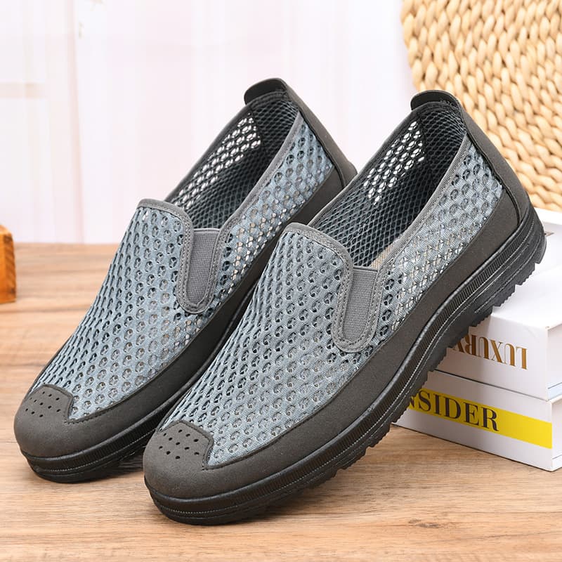 Summer Mesh Shoes for Men, Old Beijing Mesh Shoes, Breathable Dad Shoes, Middle-Aged and Elderly Hollow Casual Shoes, Mesh Soft Sole Work Shoes