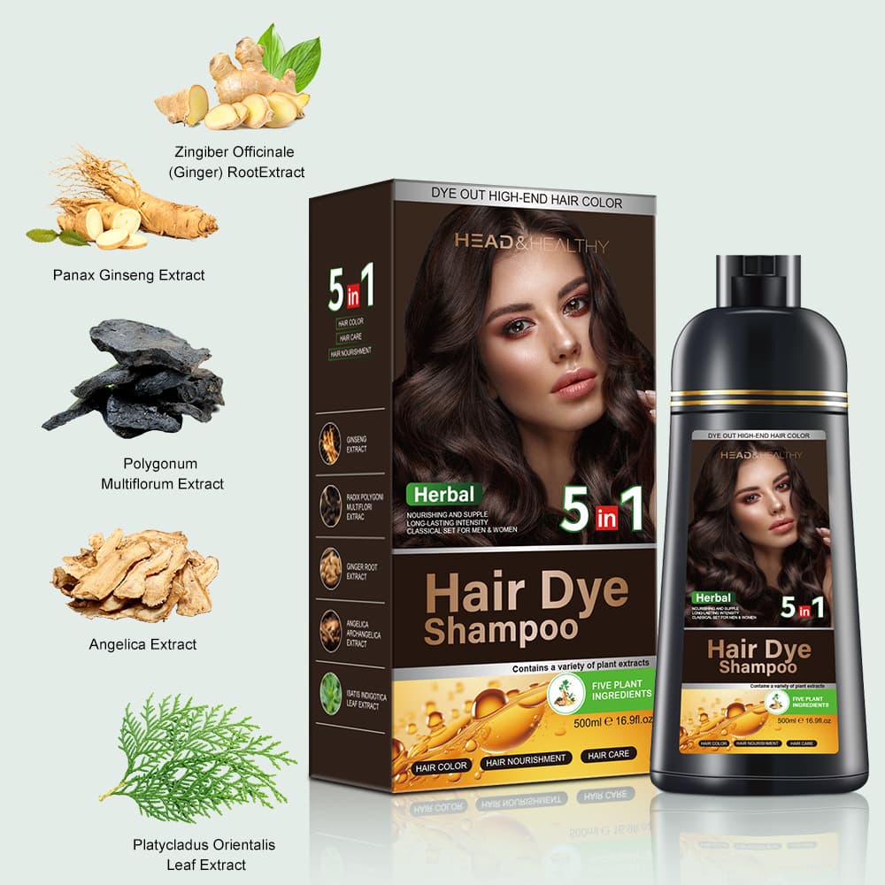5-in-1 Hair Dye with Moroccan Argan Oil Essence, Color Coverage for Gray Hair, Cross-border