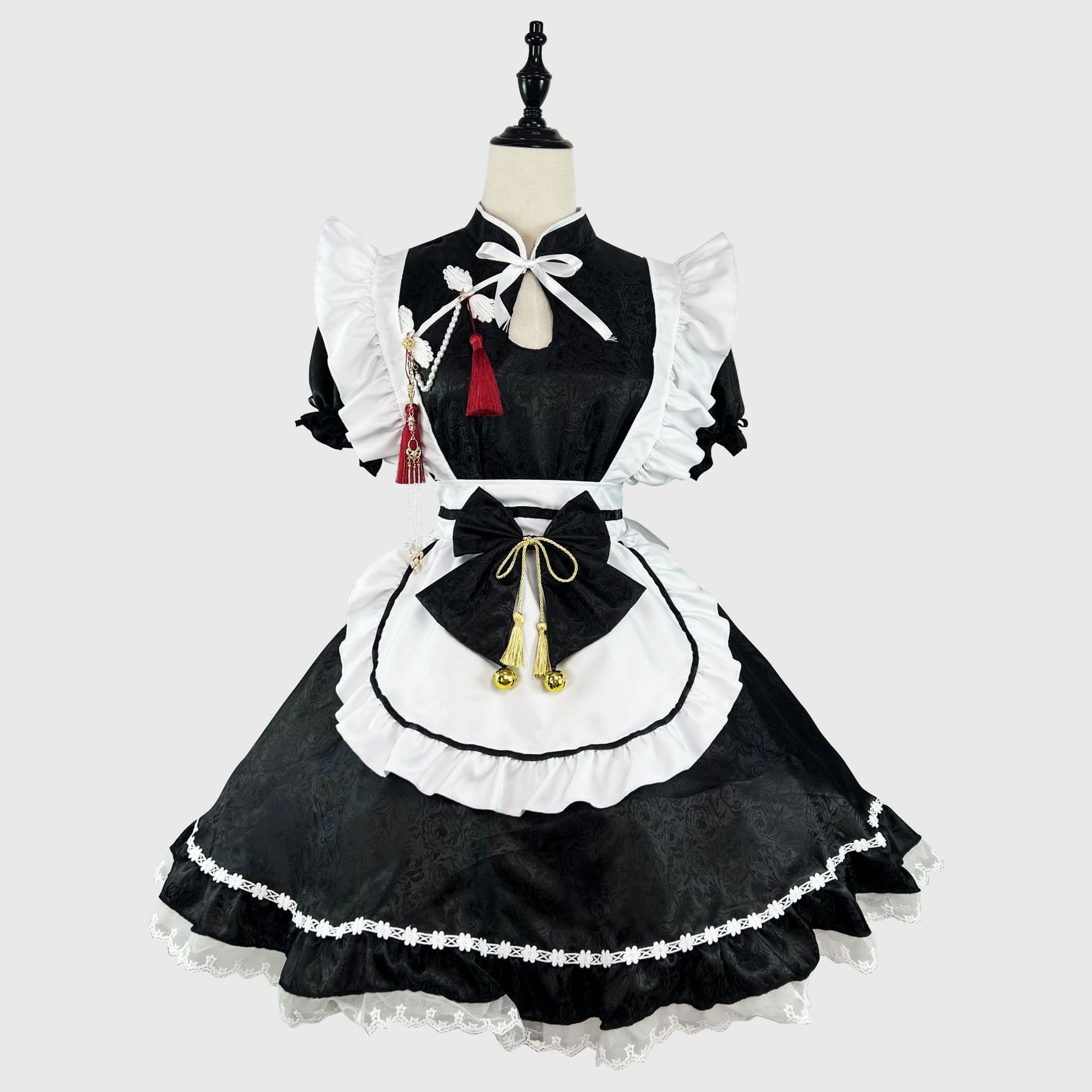 Original Wind Embroidery Lolita Maid Uniform Plus Size Cosplay Performance Costume Polyester Fiber Dress Servant Outfit