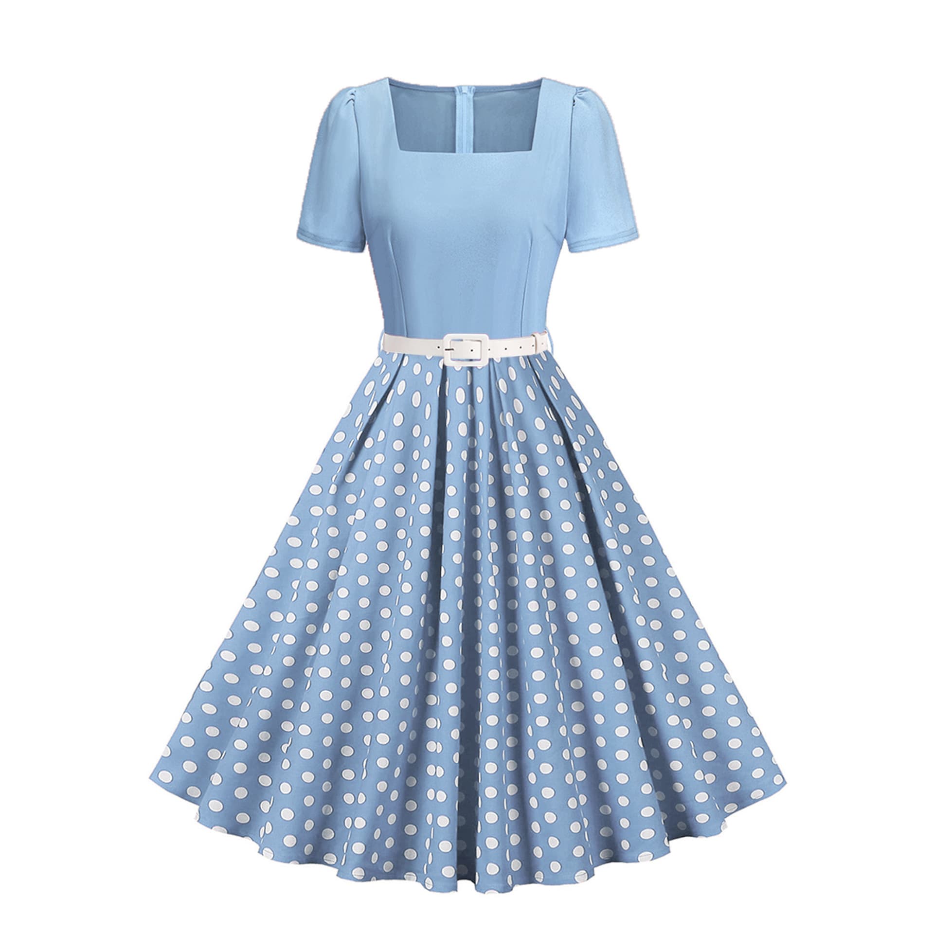 Amazon cross-border European and American retro dress for women 2025 new Hepburn printed floral polka dot bow skirt