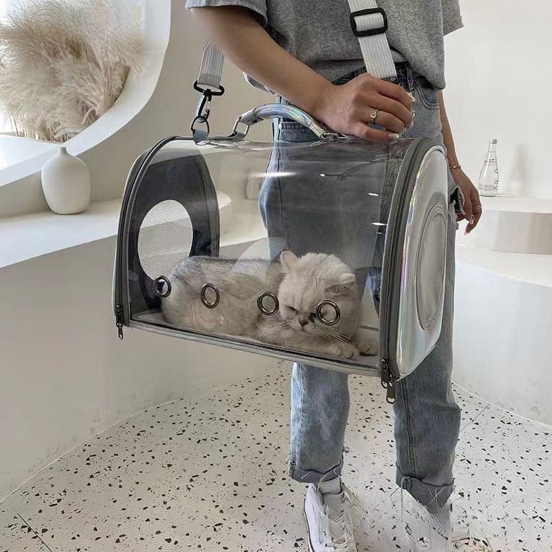 Transparent Cat Carrier Backpack, Portable Pet Travel Bag, Car-Use Cat Space Capsule, Shoulder & Handbag Style Cat Cage