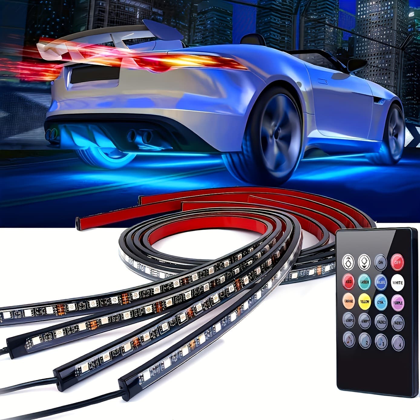 Spot cross-border hot-selling car LED chassis light modified colorful voice-controlled atmosphere light Bluetooth APP atmosphere light