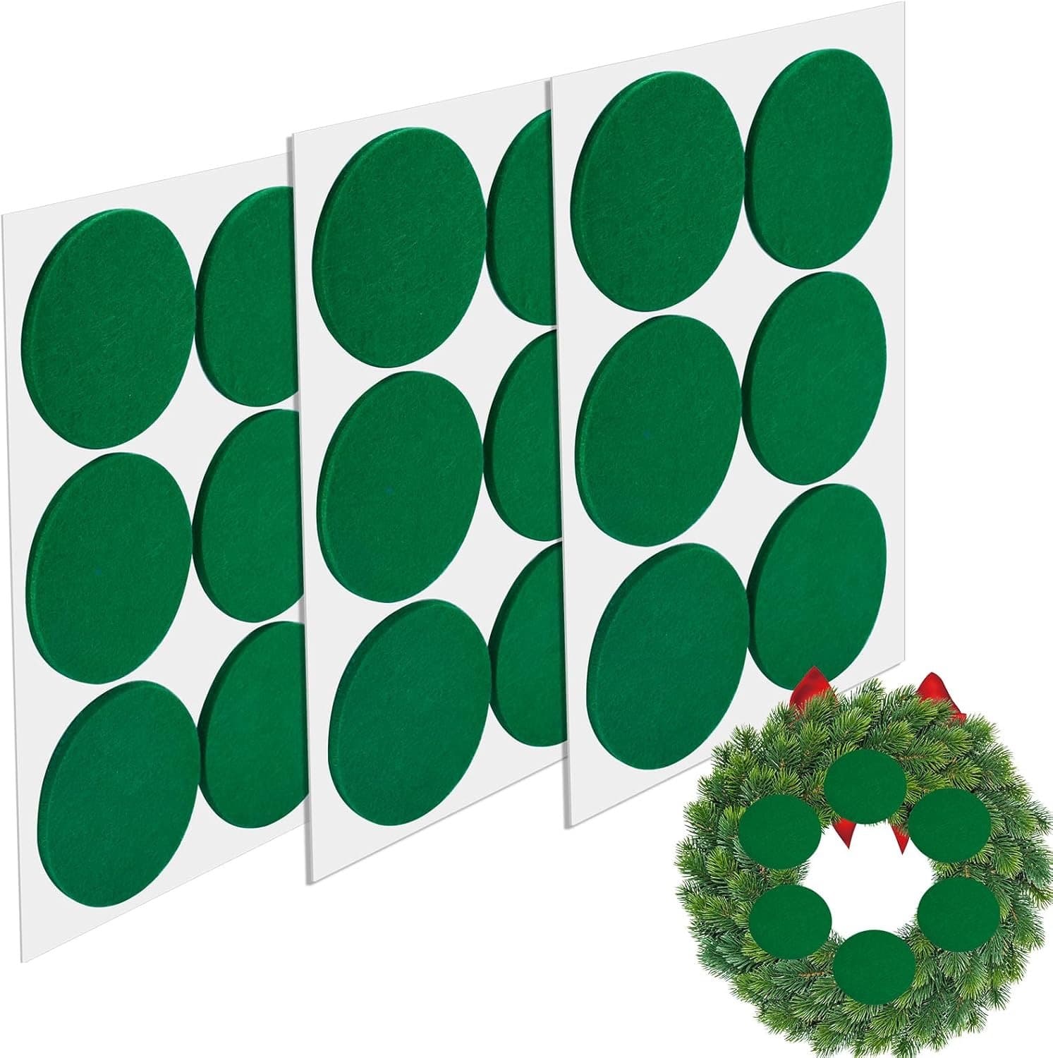 Wreath Door Protector, Green Felt Wreath Backing Pad to Prevent Damage, Christmas Wreath Decorations Against Scratches and Dents
