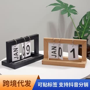 Wooden Flip Calendar Simple Home Study Dorm Desk Calendar Perpetual Calendar Photo Prop Decorative Ornament