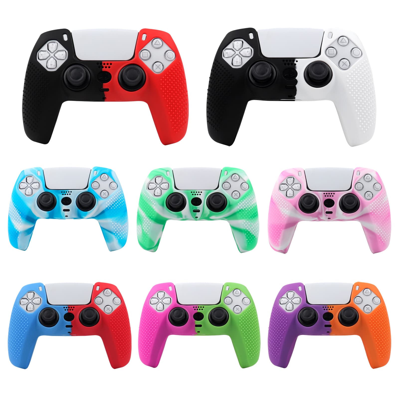 PS5 Controller Silicone Case with Grip Texture Camo Pattern Protective Cover for PS5 and Other Game Consoles