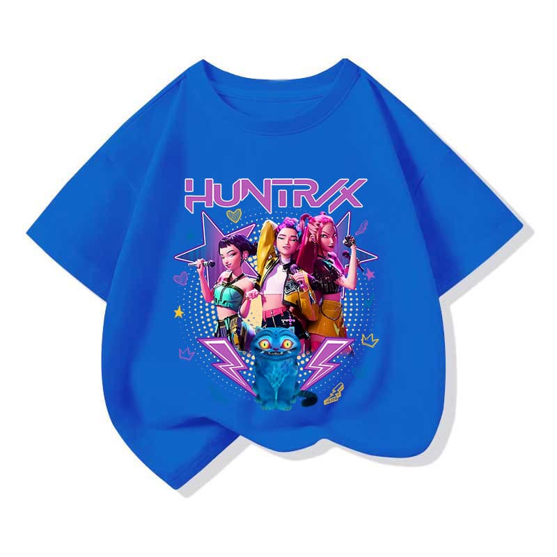 NASA x KPop Demon Hunters Girls' Round Neck Short Sleeve T-Shirt Summer Base Layer