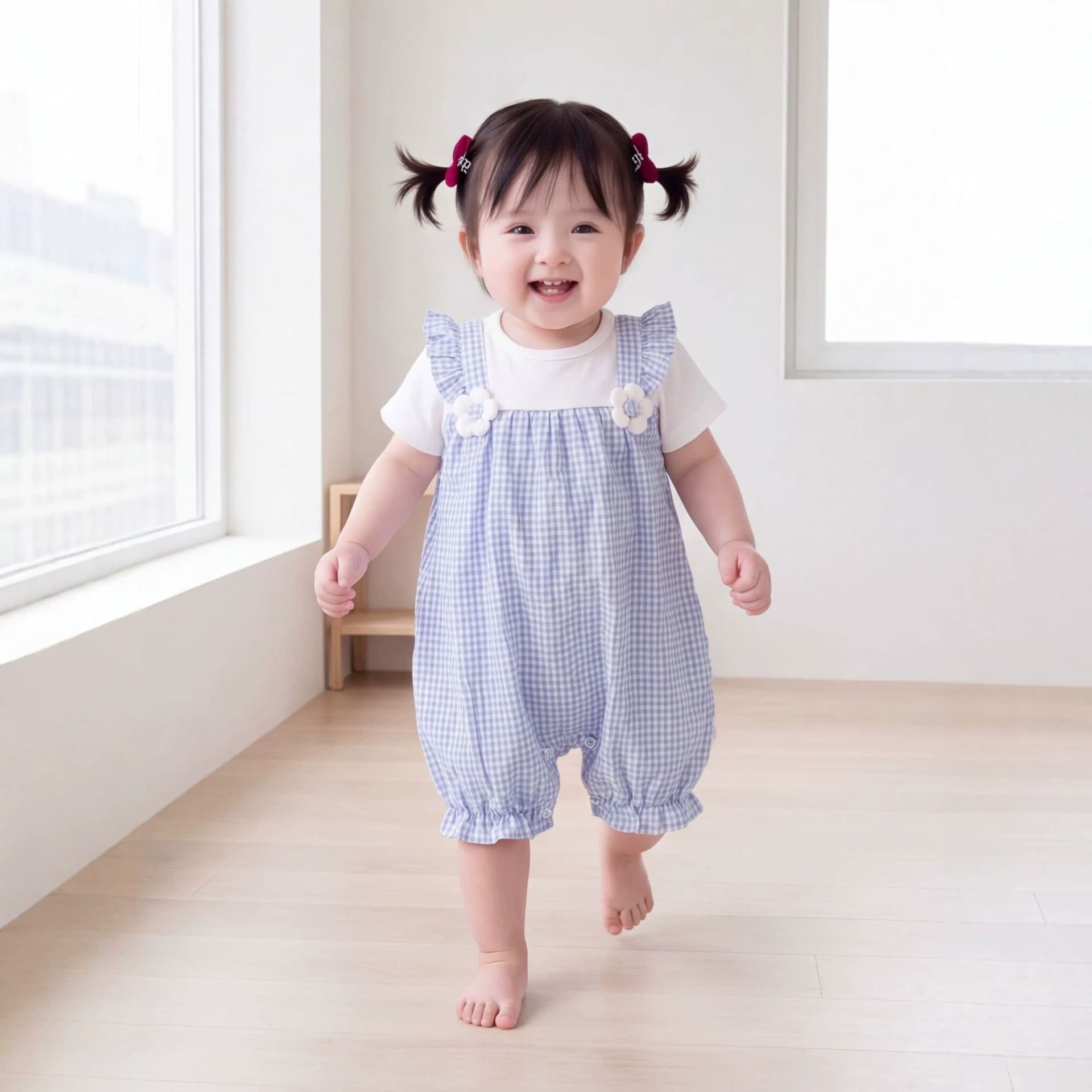 26 summer Korean version baby jumpsuit ins model each fake two-piece baby girl's baby coverall cute baby short-sleeved romper
