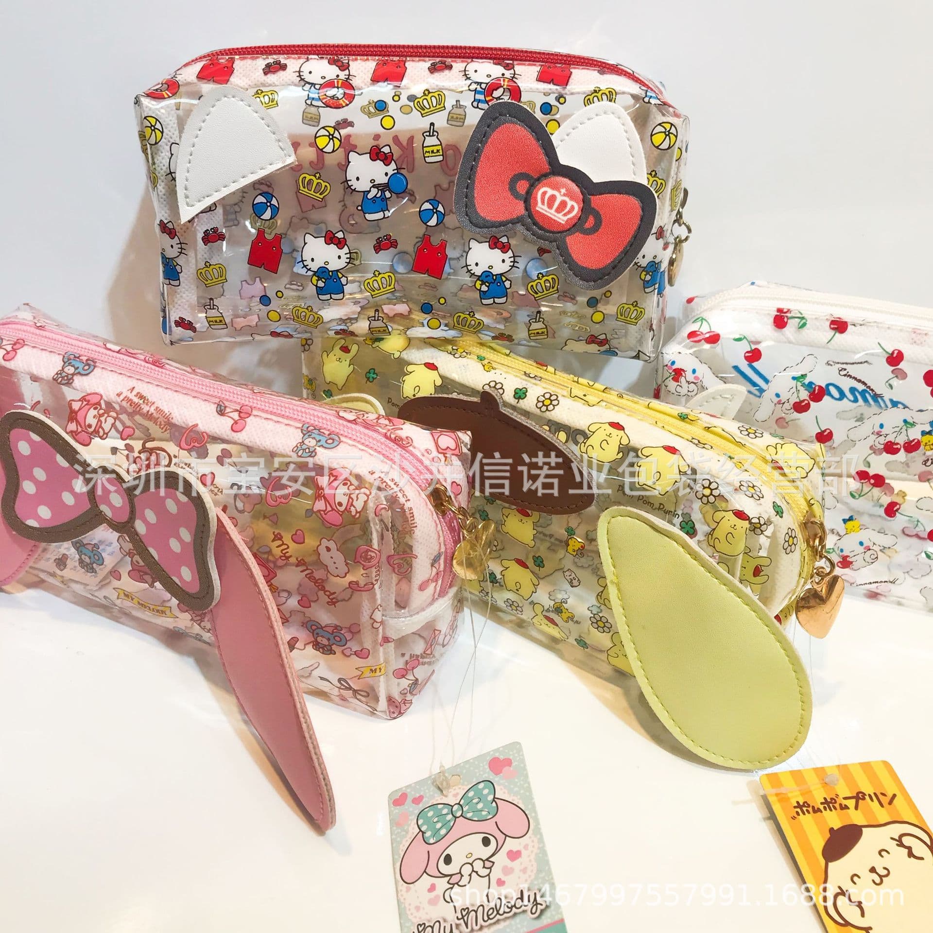 Japanese Style Cartoon Cosmetic Bag Large Capacity Thickened PVC Cute Portable Travel Ins Handheld Toiletry Storage Pouch Pencil Case