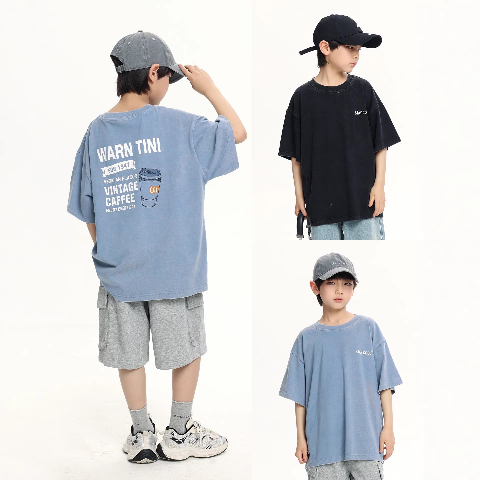 Boys' Short Sleeve 2026 Summer New Children's Pure Cotton Loose T-Shirt Fashionable Toddler Letter Print Crew Neck Tee Trendy