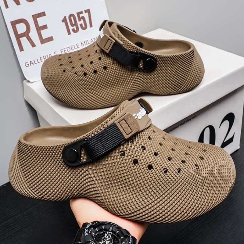 Men's Clog 2026 3D Printed Thick Sole Heightening Unisex Closed-Toe Sandals Breathable Men's Summer Shoes