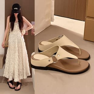 Retro Chunky Platform Toe-Post Flip Flops for Women 2026 Summer New Style Versatile Wedge Sandals Lightweight Slip-On