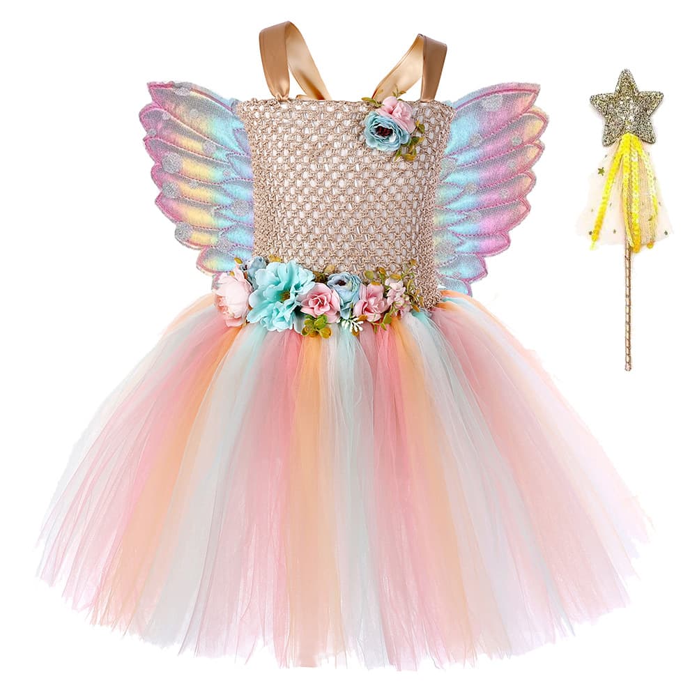 Children's Birthday Dress, Strap Princess Dress, Flower Fairy Elf Children's Formal Dress