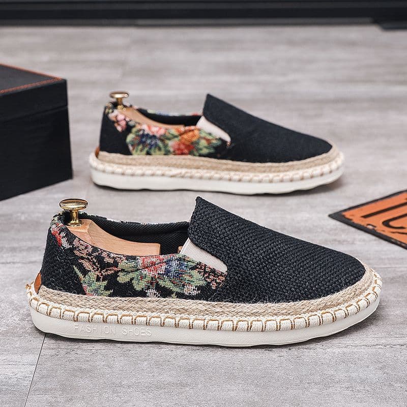 Men's Canvas Slip-on Fisherman Shoes, Soft-Soled Linen Casual Old Beijing Cloth Shoes for Autumn