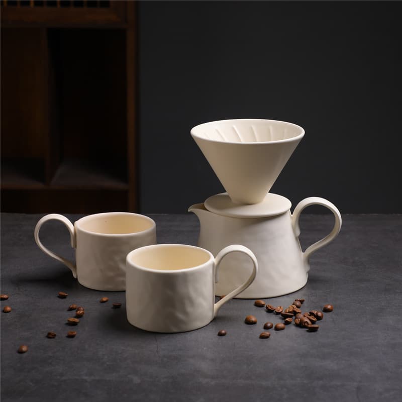 Cross-Border Ceramic Coffee Pot Set, Pour-Over Brewing Equipment with V60 Funnel and Filter