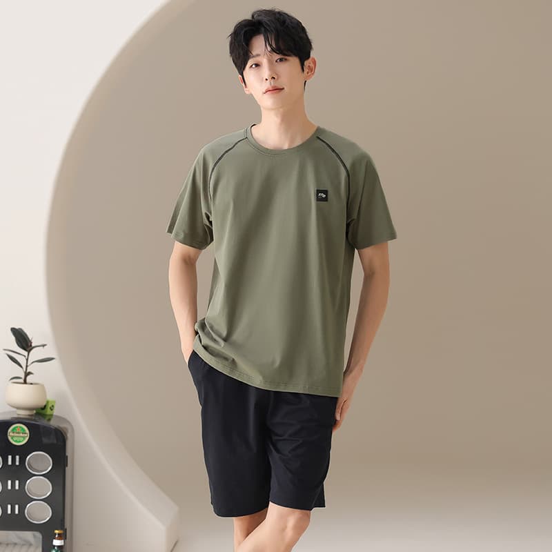 Summer pure cotton pajamas men's thin short-sleeved shorts light sports wearable suit men's cotton large size home clothes