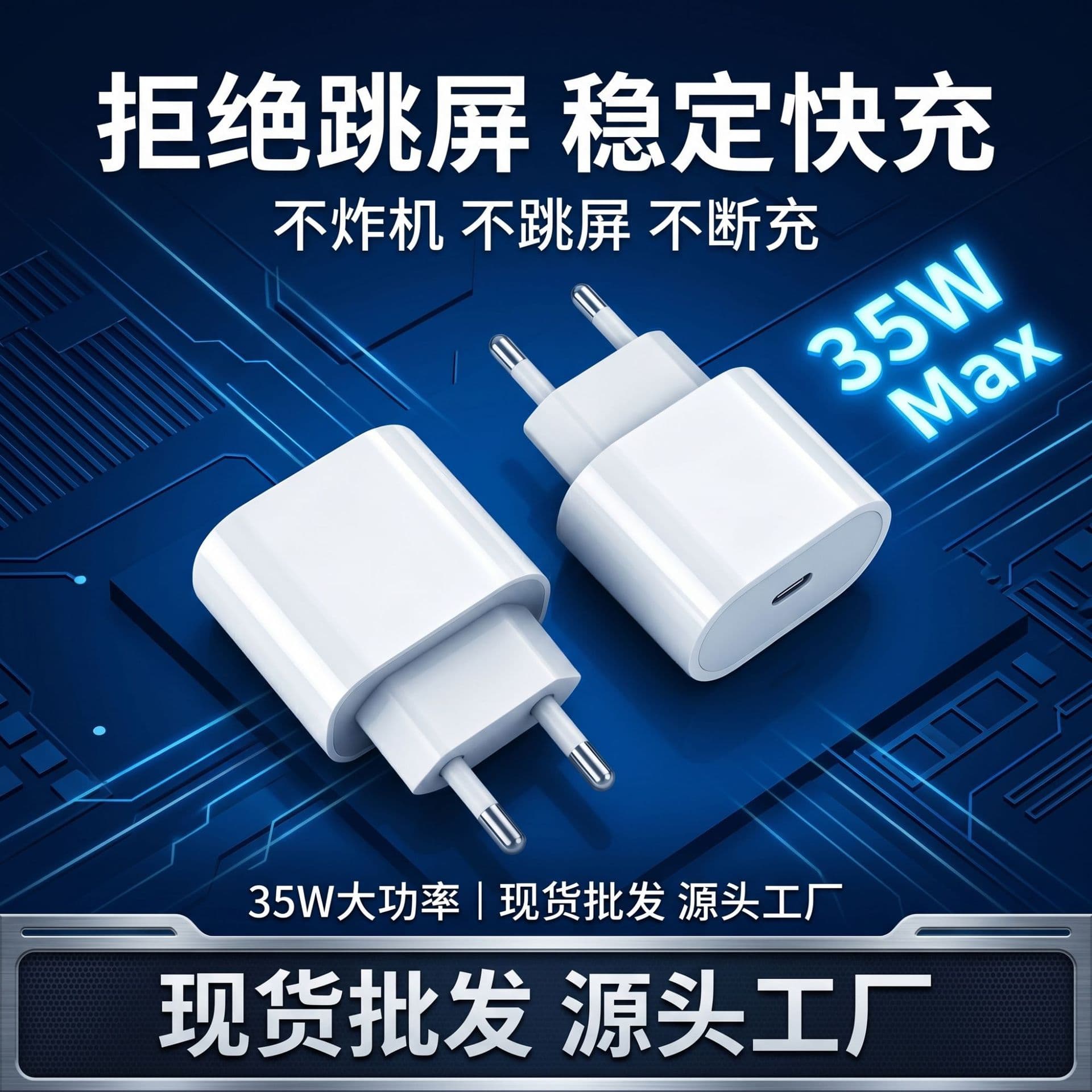 PD 20W Charger Set US/EU Plug Type-C Compatible with Apple iPhone 14/15 Portable Charging Head