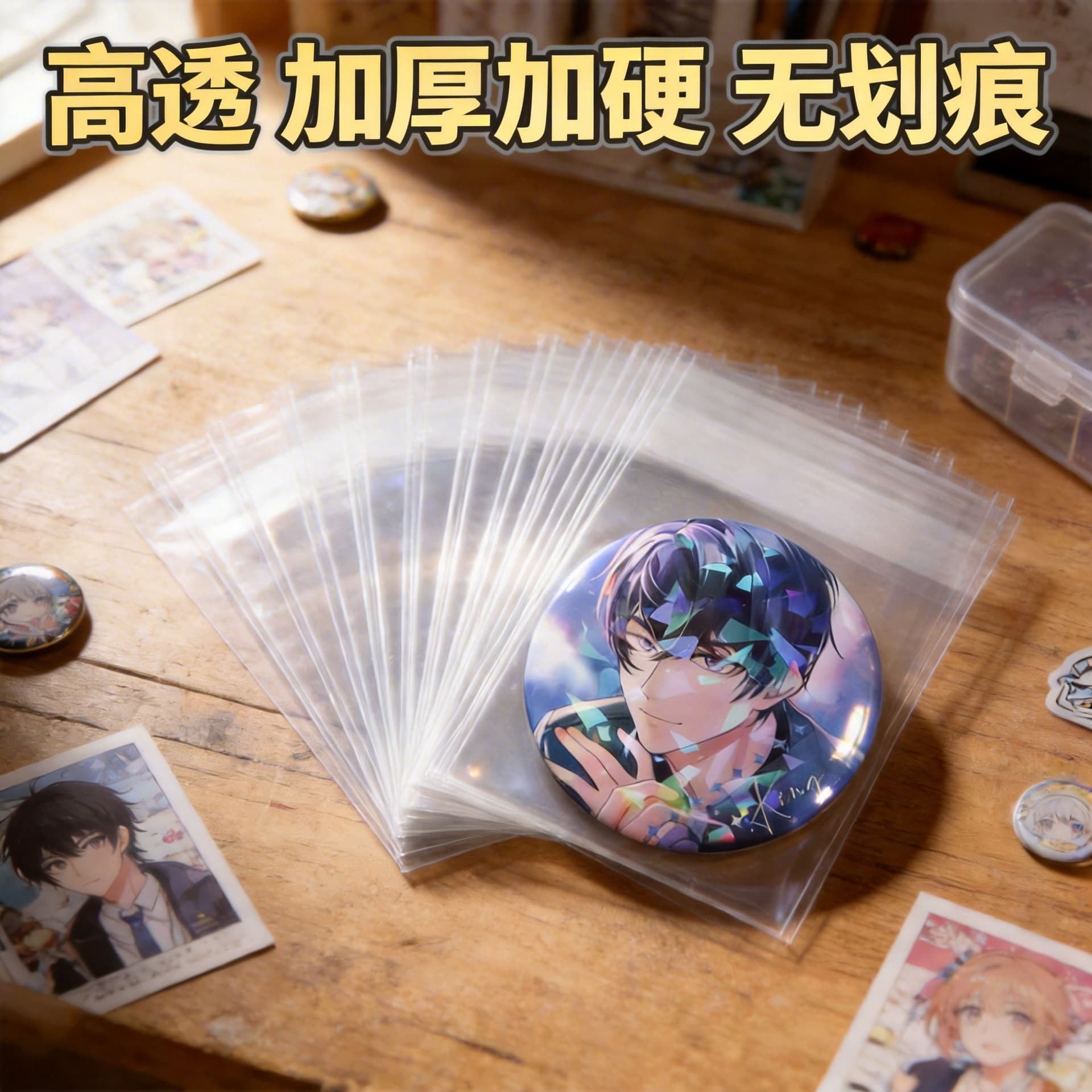14 Silky plastic ziplock bag, self-adhesive bag, grain-eater millet round card badge, peripheral protection bag, self-sealing bag