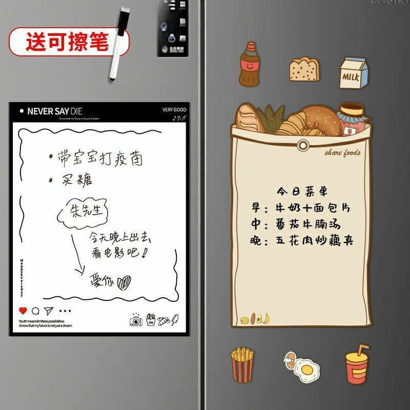 Refrigerator Sticker Message Board, Erasable Magnetic Memo Reminder Whiteboard Magnetic Decoration Magnetic Memo Weekly Planner