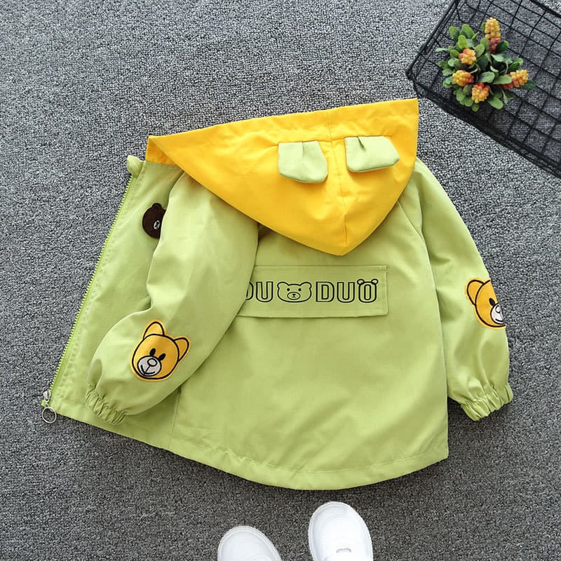 Children's Windproof Jackets, Girls' Tops, Boys' and Babies' Lightweight Spring/Autumn Windbreakers with Hoods, Long-Sleeve Casual Versatile