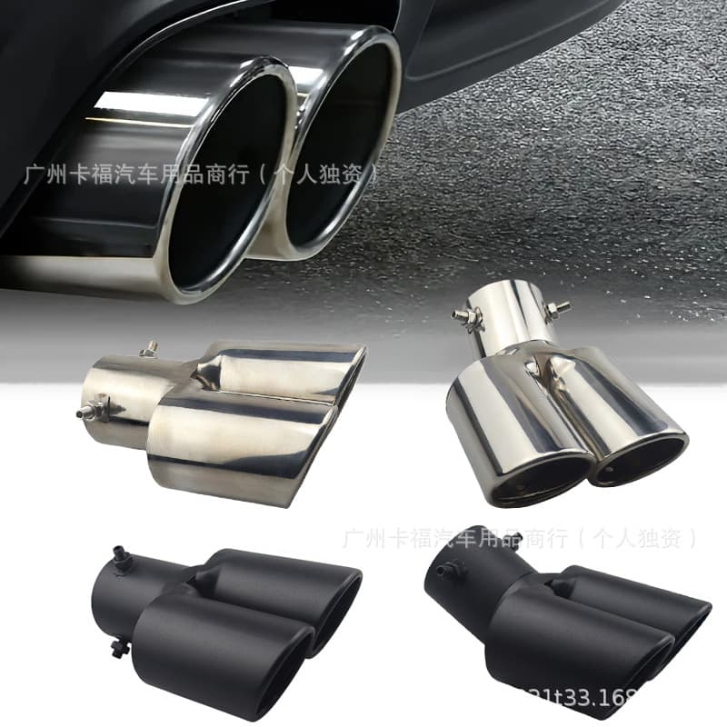 Automobile universal one-out-two matte black tailpipe double-pipe tailpipe muffler stainless steel exhaust pipe muffler