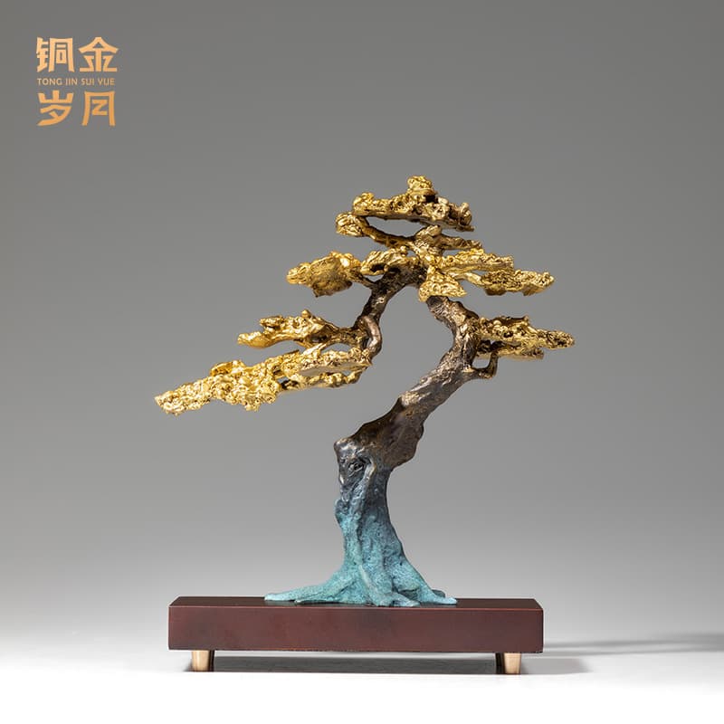 Copper Art Square Welcome Pine Tree Brass Ornaments Company Hotel Customer Service Front Desk Model Room Living Room Entrance Decorative Ornaments