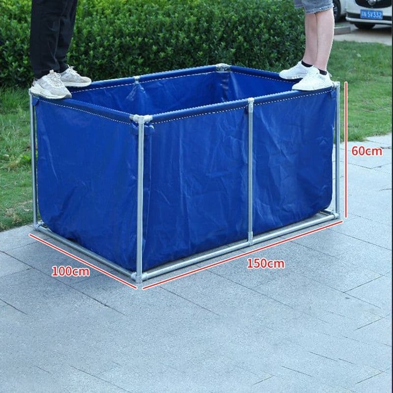 Canvas Fish Pond Thickened with Frame, Waterproof Fabric Outdoor Home Aquaculture Water Tank Swimming Pool Storage Pool, Knife-Coated Cloth