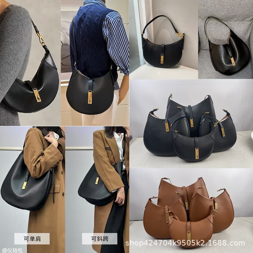 Cross-border Bestseller Ralph Polo Krystal Jung Same Style One-Shoulder Underarm Crossbody Retro Croissant Bag Large Capacity Saddle Bag