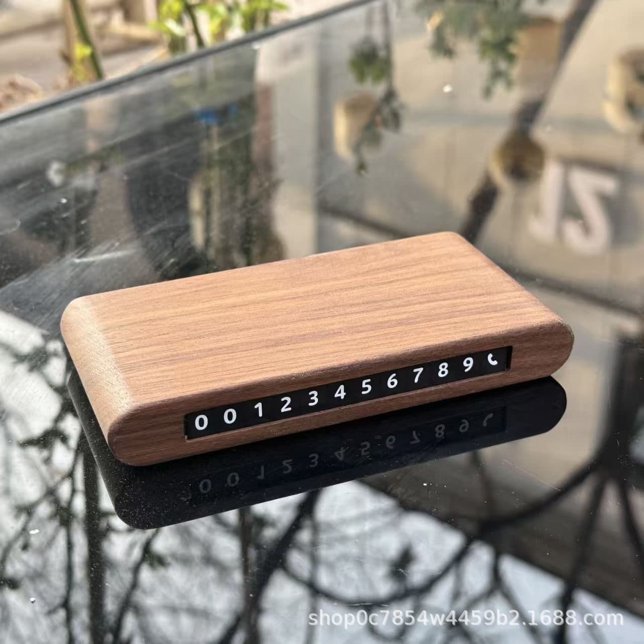 Solid Wood Parking Contact Sign DIY Craft Parking Phone Number Plate for Young People, Pop Mart Car Decoration