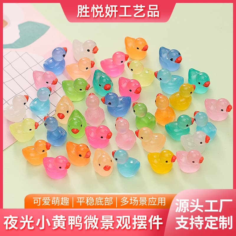 Luminous diy handmade accessories resin accessories micro landscape ornaments miniature colorful ducks animals moss landscaping