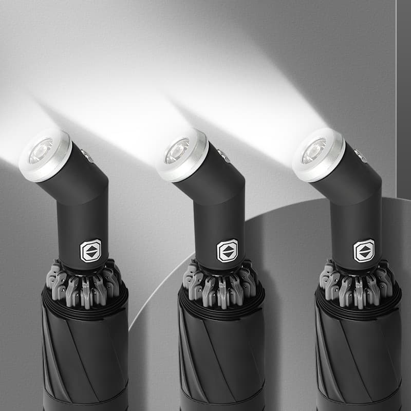 LED Umbrella Flashlight, Automatic Car Umbrella, Reverse Folding Umbrella, Men's Umbrella, Thickened, Sturdy and Windproof