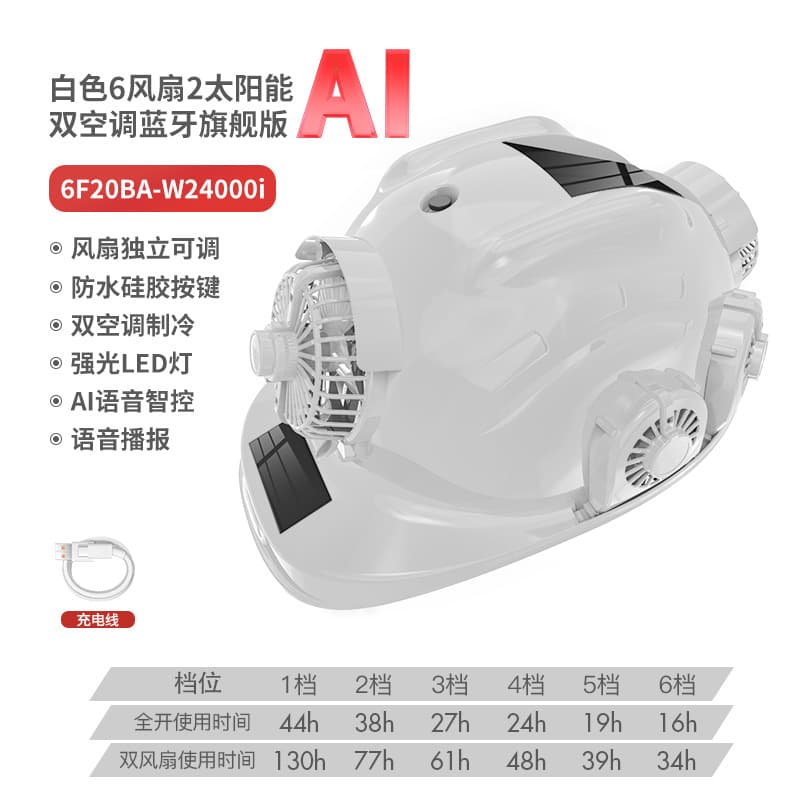 8-Fan Cap with Dual Solar Panels, High Wind Power, Bluetooth Radio, Rechargeable Lithium Battery, Smart Helmet for Summer Ventilation and Cooling