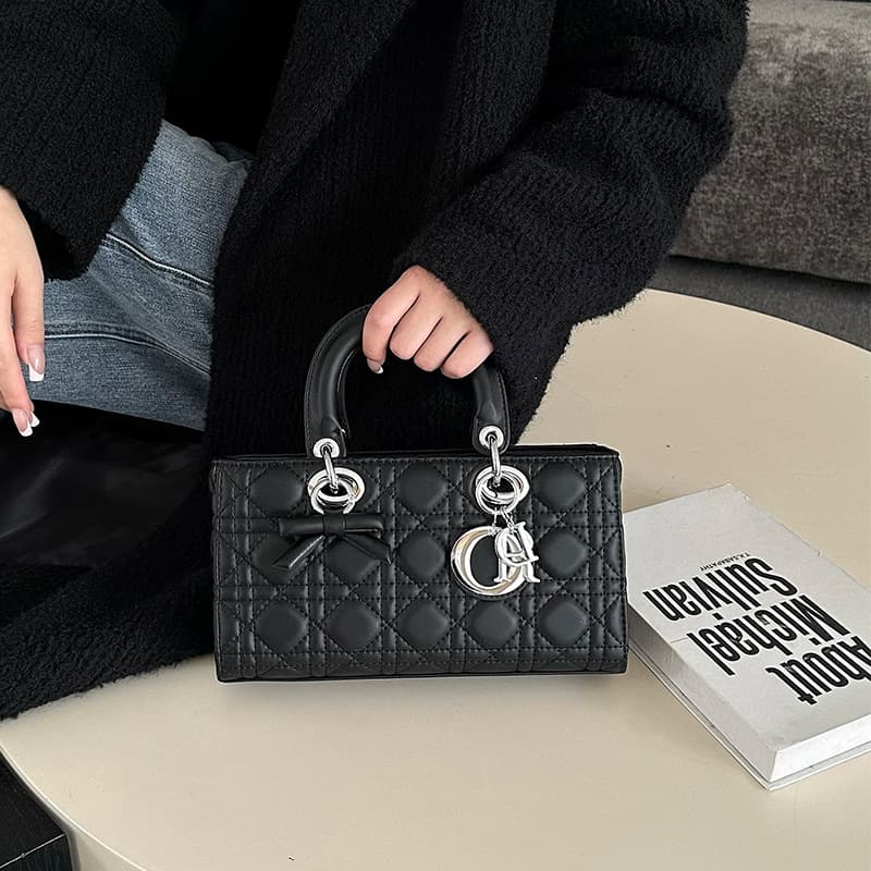 Djiaheng style color-blocked bow Diana bag 2026 new versatile one-shoulder cross-body chain bag fashion handbag