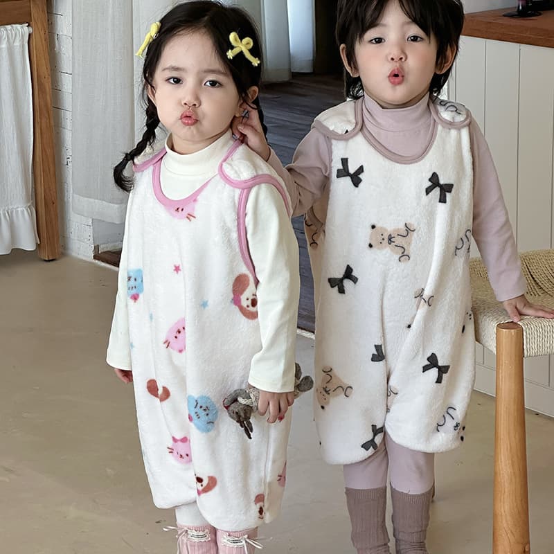Children's Sleeping Bag Vest Style Autumn/Winter Anti-Kick Blanket Miracle, Flannel Belly Warmer, Unisex Baby Warmth One-Piece Anti-Chill