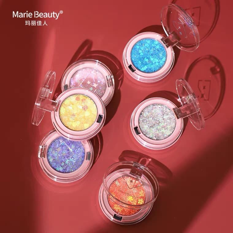 Marie Beauty Candy Glitter Eyeshadow Palette Three-dimensional Brightening Highlight Glitter Beads Stage Mermaid Tears Eye Makeup