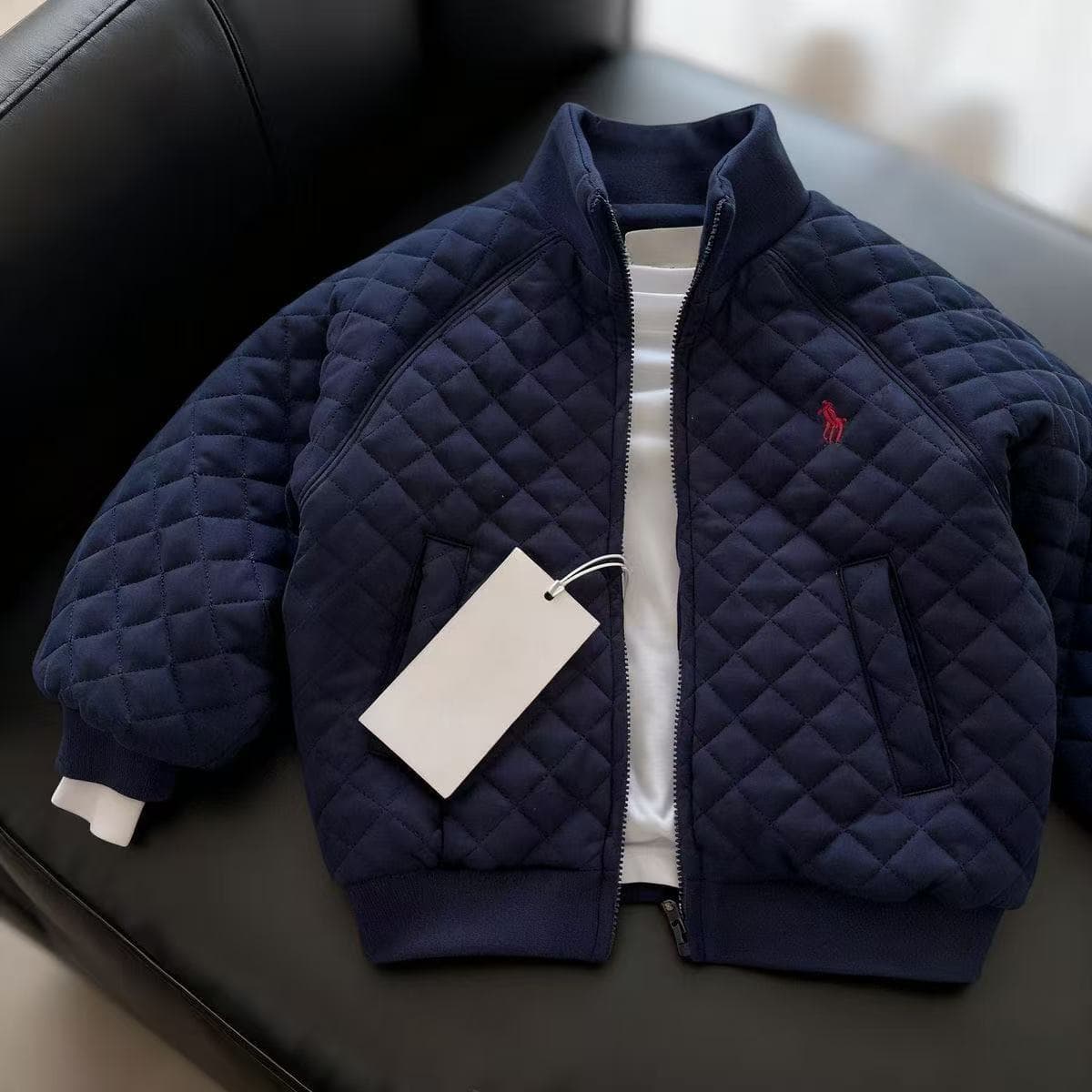 Children's cotton warm jacket 2026 new winter boys trendy brand embroidered baseball uniform baby velvet thickened jacket