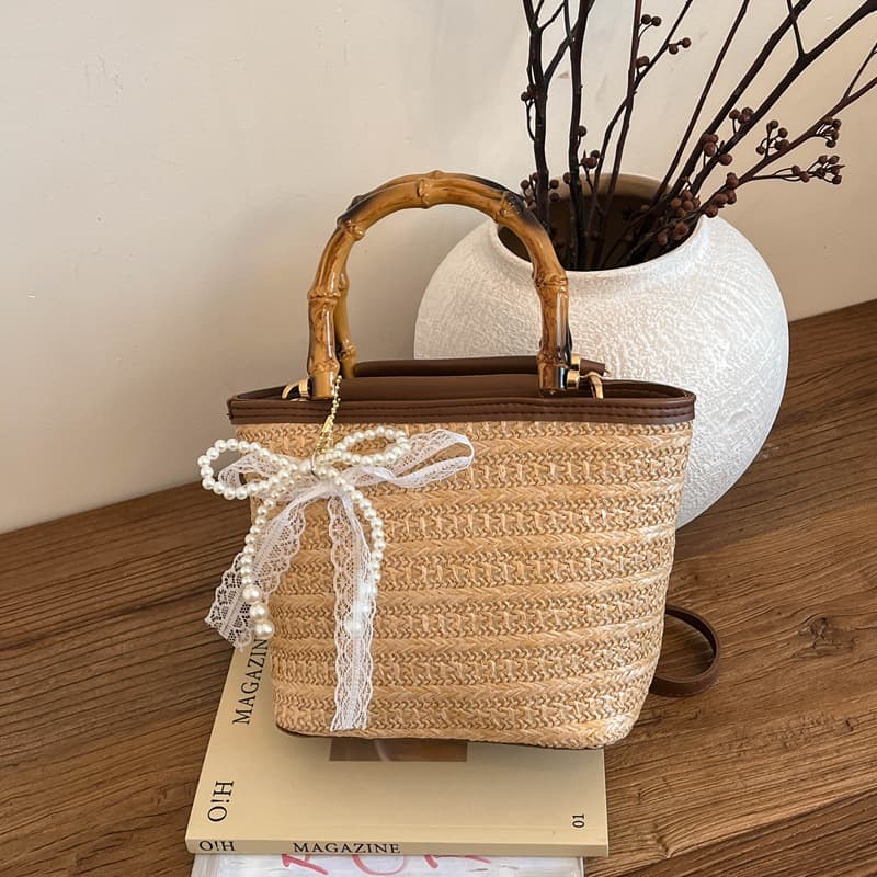 Straw Woven Bucket Bag for Women 2026 Spring New Fashion Crossbody Bag Beach Vacation Straw Bag