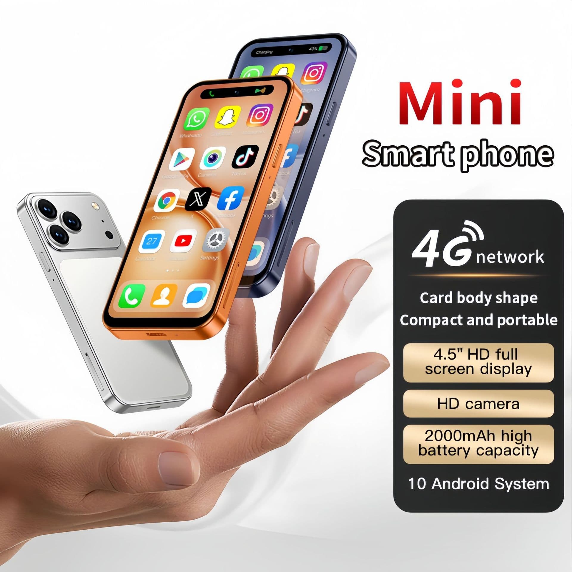 Cross-Border Global Band 4G Network 4.5-Inch Dynamic Island A19Pro Smart Mini Phone GPS Android Google