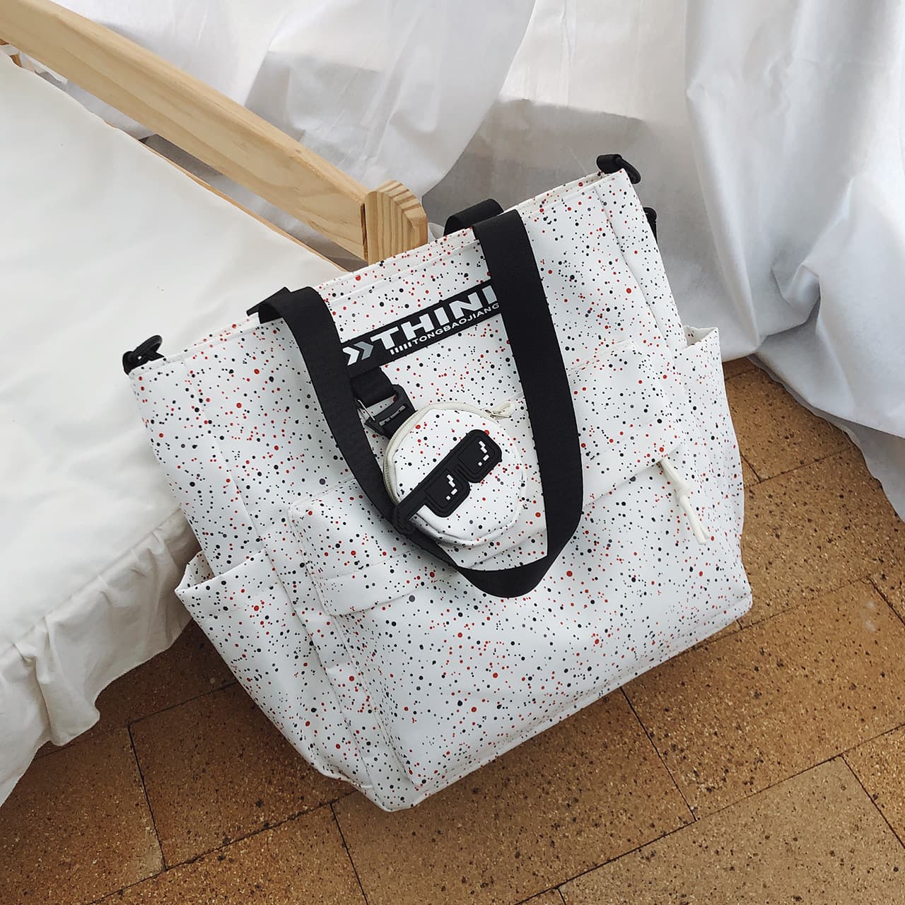 Spring and Summer Single Shoulder Bag for Women, Commute Lightweight High Appearance Durable Backpack, Simple Starry Fashion Large Capacity School Bag