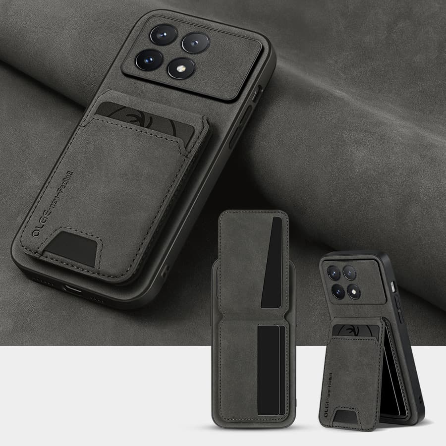 Compatible with Redmi K70 Phone Case K60 Card Slot Full Coverage Business Leather Poco X6 Pro Drop Protection Case