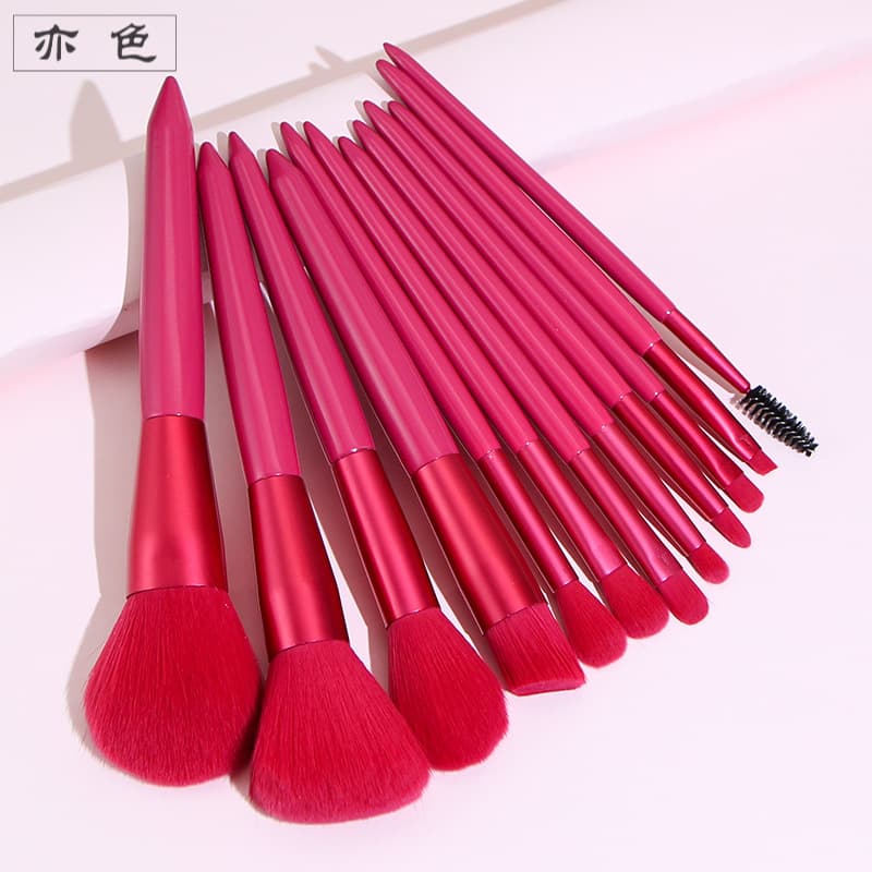 New 12-Piece Makeup Brush Set with Chinese Red Wooden Handle, High-Quality Powder Blush Eyeshadow Brushes, Makeup Tools in Stock